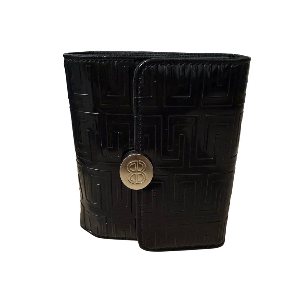 Black Embossed patent leather wallet with silver hardware #luxury #leather